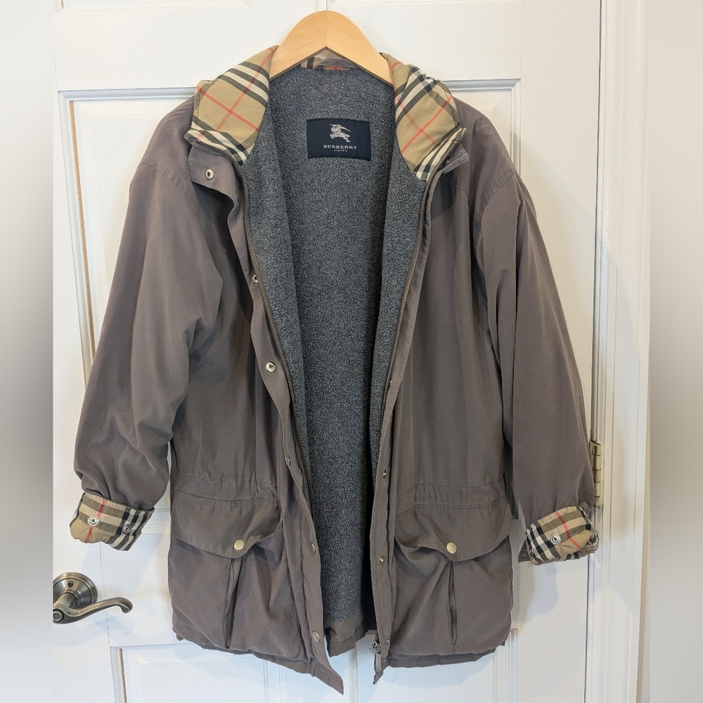 Women's Taupe Jacket with Plaid Accents, S/M